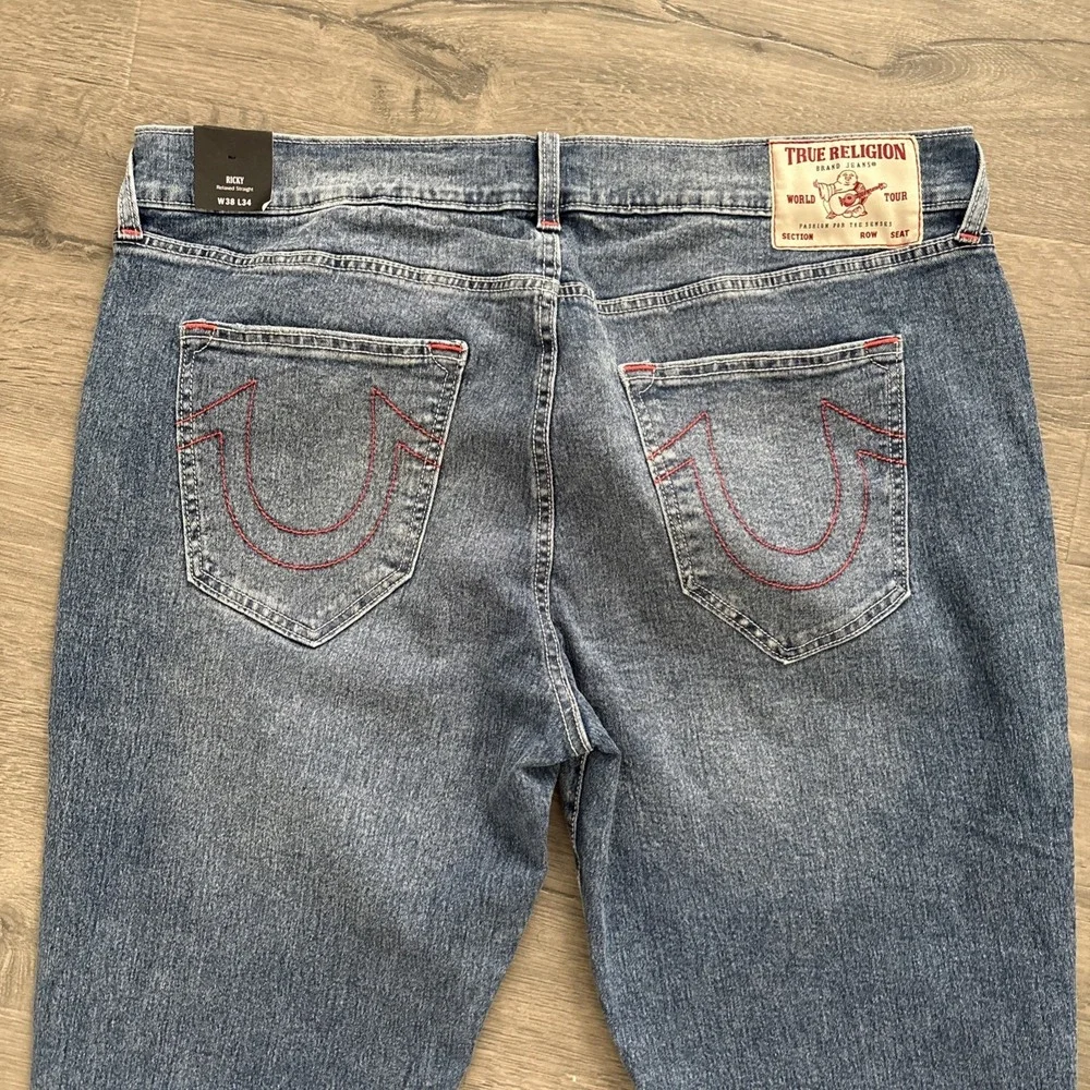 True Religion Ricky Relaxed Straight Jeans Mens 38 L34 Designer Denim NWOT